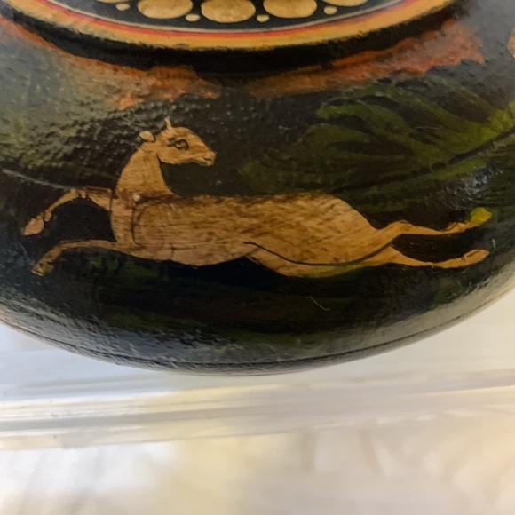 Hand painted trinket container wood vintage - Picture 8 of 17